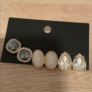 3 Pack of gem colored earrings.